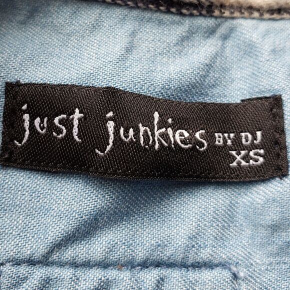 🔺️Just Junkies Navy & Red Plaid Flannel Long Sleeve Buttoned Shirt XSmall - Picture 9 of 11